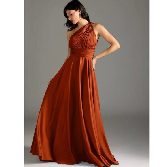 Azazie Paprika One Shoulder Dress - Picture 5 of 16